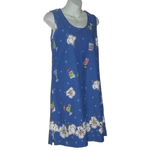 Vintage 80's Does 60's Dee Califonia Dress Cocktail Mod Hawaiian Beach Cruise M - Picture 3 of 13